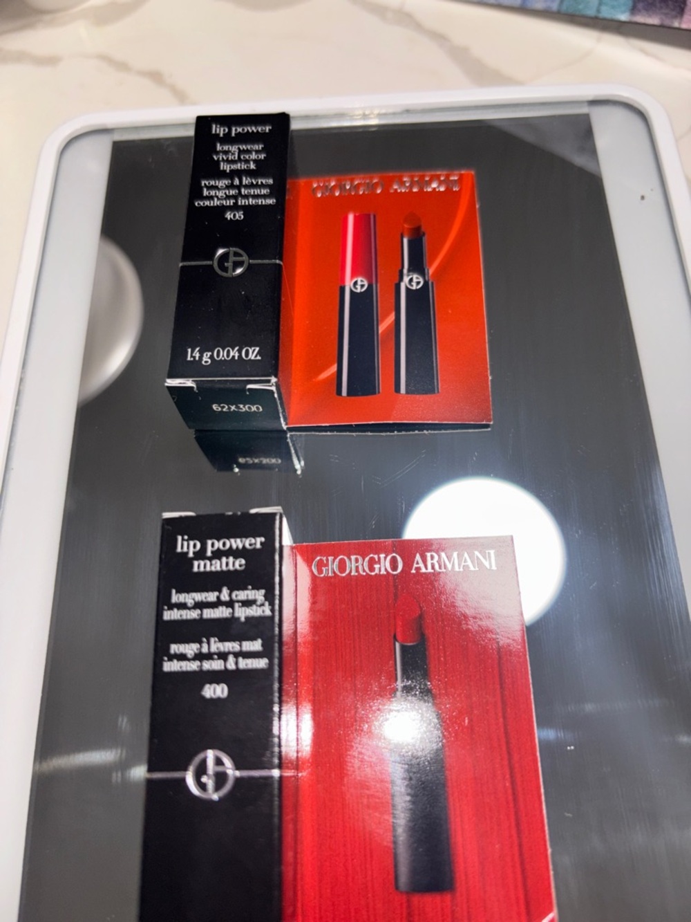Giorgio Armani Lip Power Matte Lipstick - Vibrant Red (2 lippys)